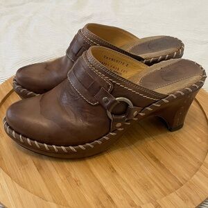 Frye Leather Clogs Charlotte 2 Ring Slip-On Clogs Womens Brown Mules Size 6 M